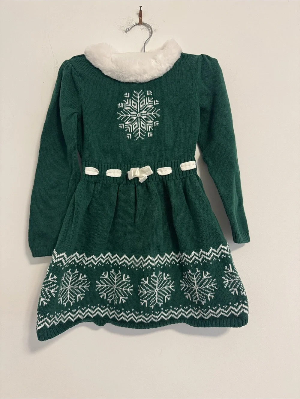 Gymboree Emerald Green Knit Dress with White Accents